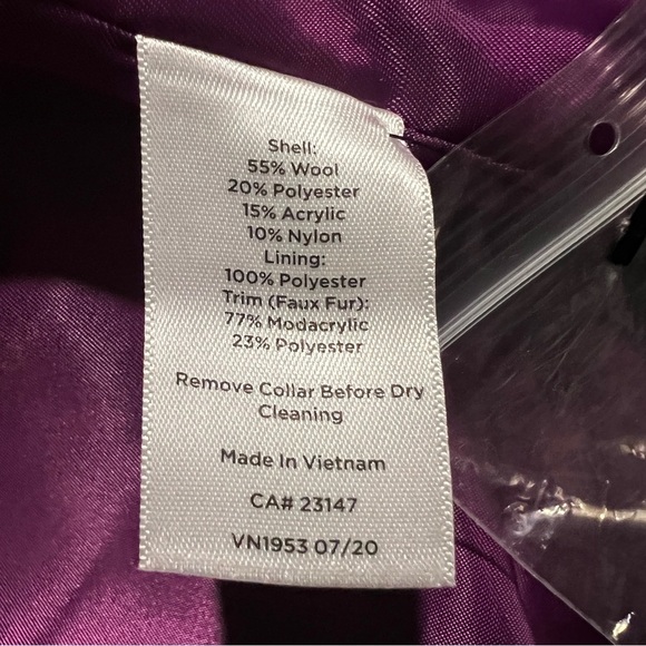 NWT TALBOTS Faux Fur Collar Bouclé Wool Blend Coat, Size Large - Picture 9 of 9